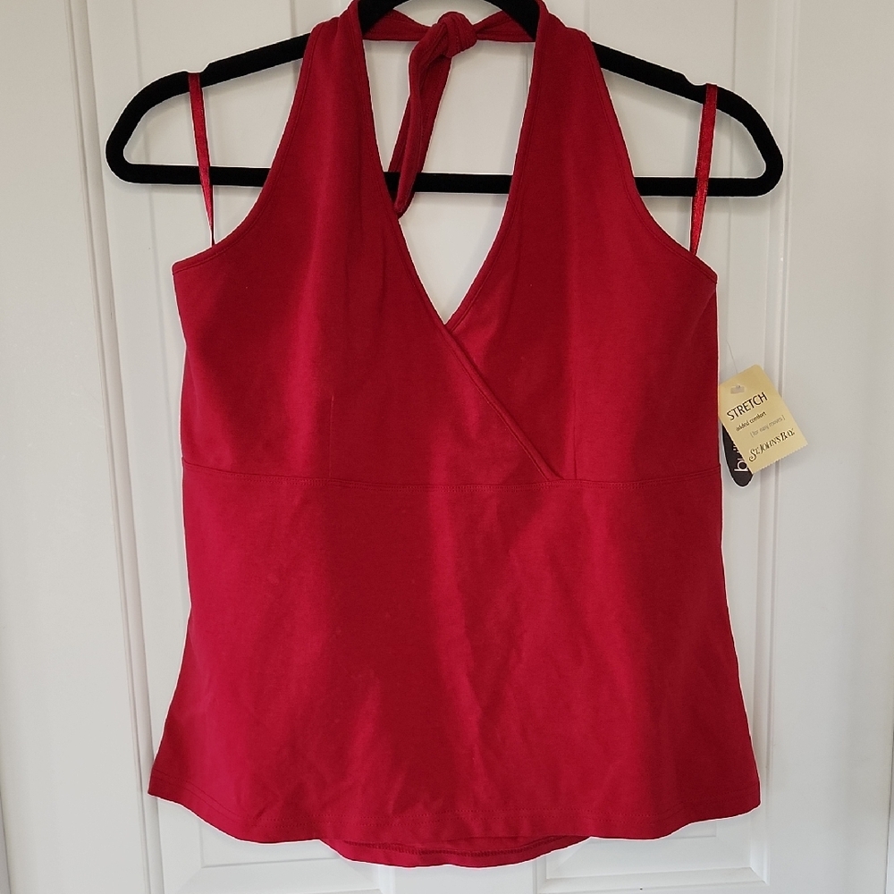 St. John's Bay Vibrant Red Halter Stretch Top - Picture 1 of 5